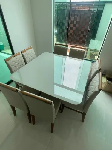 Mesa de jantar moderna com 6 cadeiras madeira