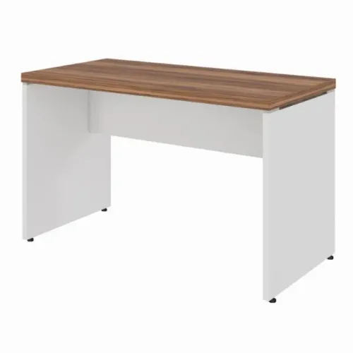 Mesa de Escritório Executiva Reta - 1,20m x 0,60m (Tampo 40mm) - Nogal Sevilha / Champanhe