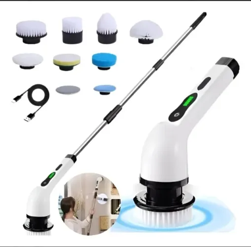 Escova De Limpeza Esfregão Mop Elétrico 9 em 1 Giratório 360° Ajustável 