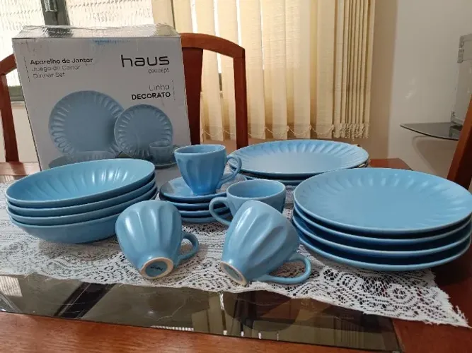 Aparelho de jantar Decorato Haus Concept 20 peças cerâmiica azul