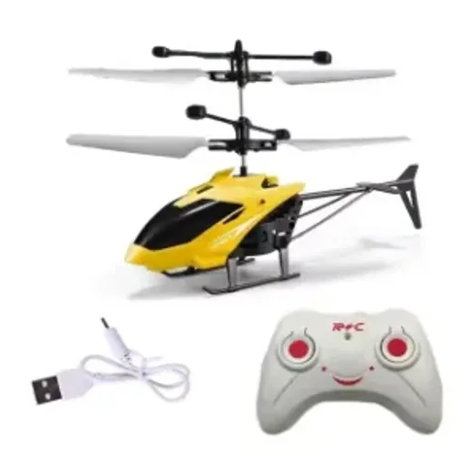 Helicóptero controle remoto e sensor de mão Recarregável - Cor Amarelo