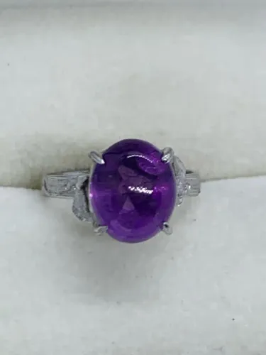 anel vintage de prata com pedra roxa tamanho 11