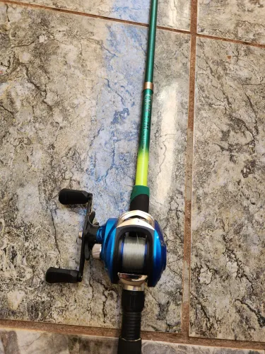 Carretilha com vara de pesca