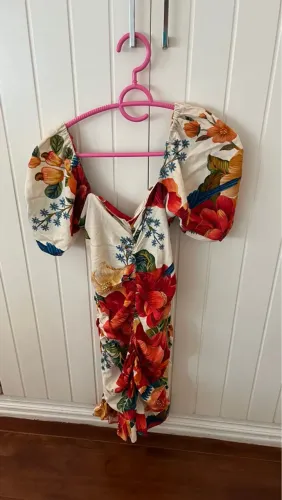 FARM - Vestido PP Floral com Manga Bufante 