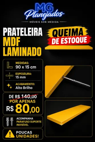 Prateleira MDF laminado alto brilho