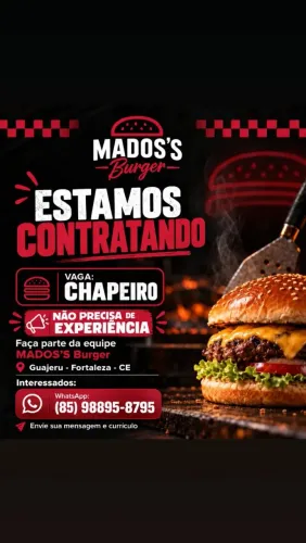 Vaga para auxiliar de cozinha/Chapeiro