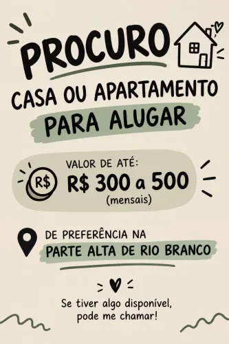 PROCURA-SE CASA OU APARTAMENTO PARA ALUGAR 