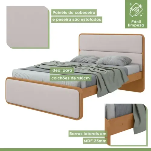 Cama Casal Loop Luxo 1,40m Easy Like Design Contemporâneo