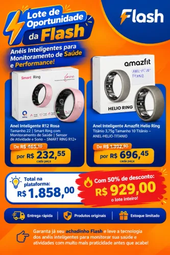 Lote de Oportunidade da Flash - Anéis Inteligentes para Monitoramento de Saúde e Performa