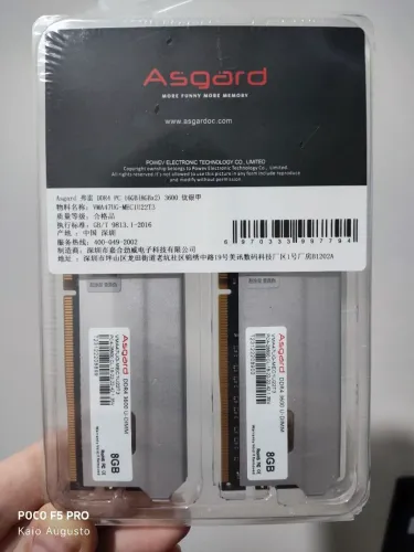 Memória RAM 16GB (2x8gb) 3.600mhz Asgard / NOVA