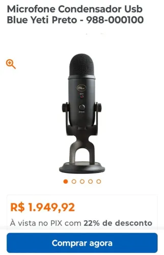 Microfone Condensador USB Blue Yeti