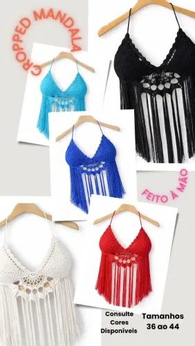 CROPPEDS MANDALA FRANJAS CROCHE ATACADO E VAREJO