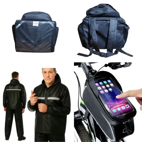 Kit Motoboy Completo Bag Delivery Impermeável com Isopor Capa de Chuva e Suporte Celular