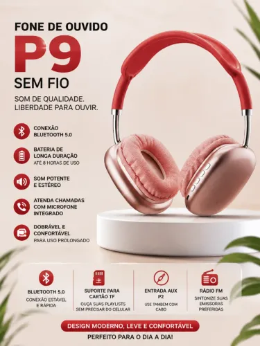 Fone Sem Fio Bluetooth P9