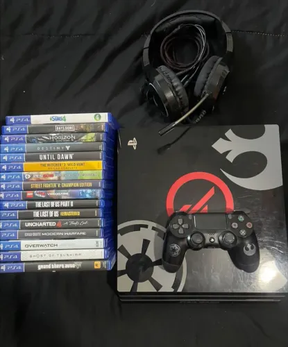 PS4 Pro EDIÇÃO LIMITADA 1TB com controle + 16 jogos + Headset Gamer