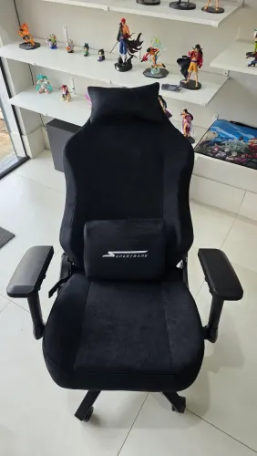 Cadeira Gamer pra pessoas de até 150kg, Reforçada, Toda em Tecido, Reclinável e com trava
