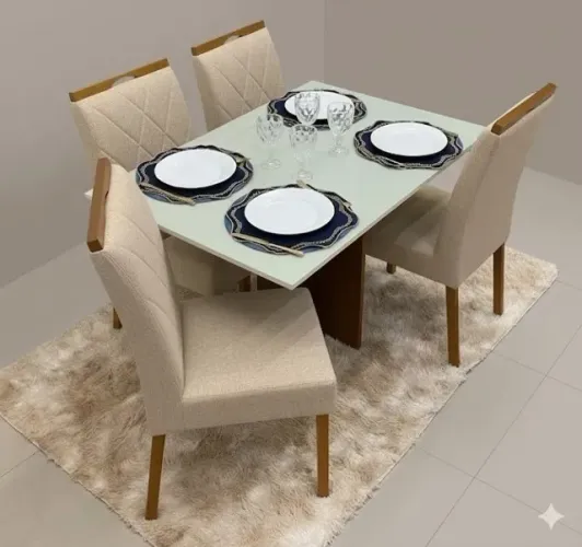 Mesa de jantar com 4 cadeiras bali bege Novo!
