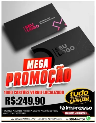 Cartões de vista verniz localizado 