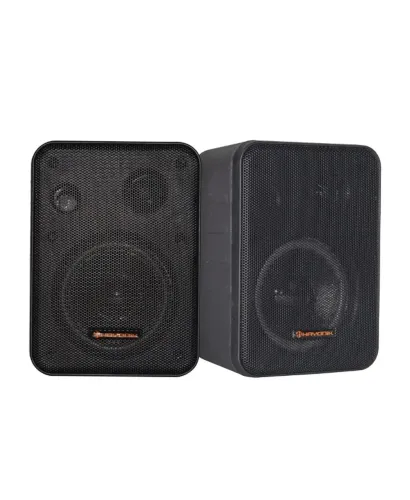 PAR DE CAIXAS DE SOM AMBIENTE HAYONIK MSB60N PRETO COM SUPORTE 60W