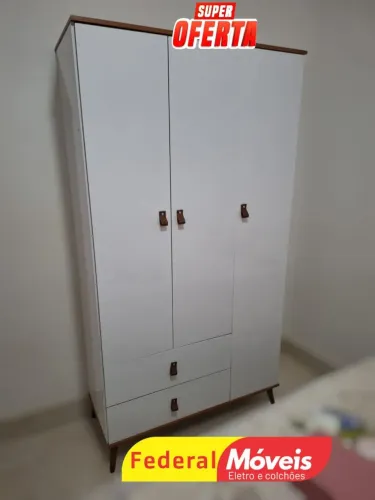 Guarda Roupa Infantil 3 portas e 2 gaveta Pés Retrô - Solicite Catálogo