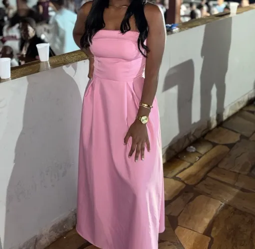 Vestido festa tomara que caia rosa