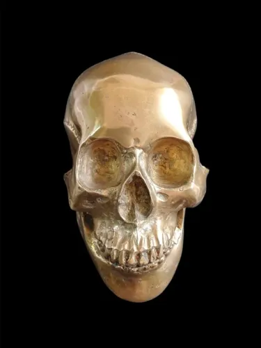 Crânio Decorativo em Bronze - Escultura Realista, Técnica aplicada Anos 70