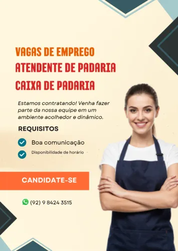 Vaga para Atendente e Caixa de Padaria em Manaus