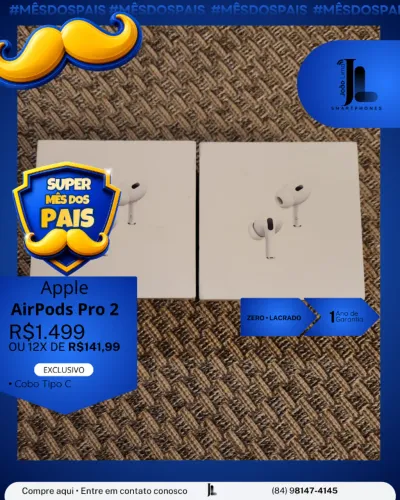 APPLE AIRPODS PRO 2, COM CABO TIPO C, LACRADO, EXCLUSIVO!