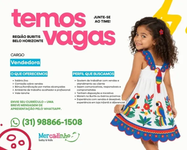 Vaga para vendedora