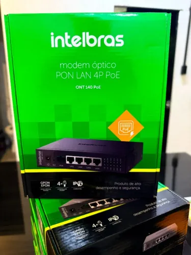 Modem Optico Pon Lan 4p Ont 140 Poe Intelbras Cor Preto