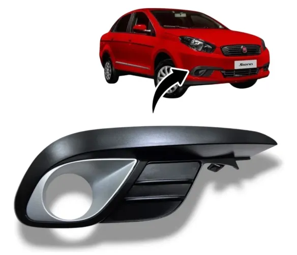 Grade Farol Milha Direita Fiat Grand Siena 2011/2020 Cor Preto Lado Direito