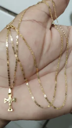 Lindo cordão de ouro 18k modelo piastrine tamanho 65 cm