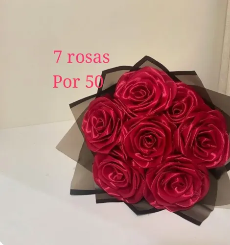 Buque de cetim 7 rosas vermelhas eternas!