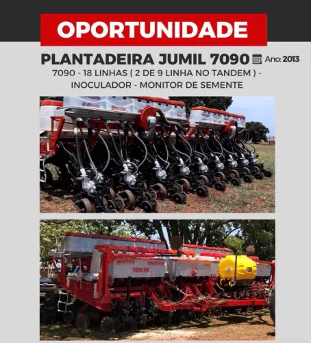 Plantadeira jumil 7090 18 linha tandem pego carro ou gado