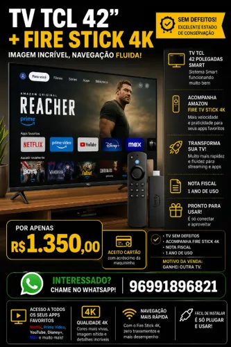 Tv TCL 42 pol + 1 fire stick Amazon 4k