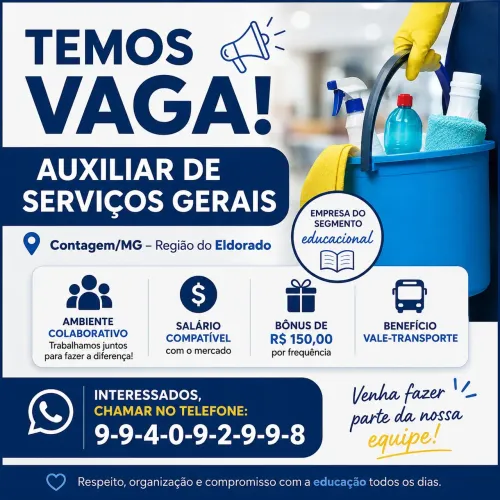 VAGA DE AUXILIAR DE SERVIÇOS GERAIS