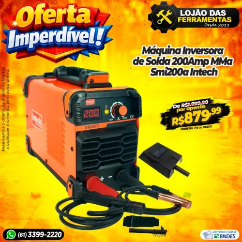Máquina Inversora de Solda 200Amp MMa Smi200a Intech