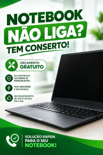 Notebook computador não liga? Tem conserto! Traga seu equipamento para avaliação grátis