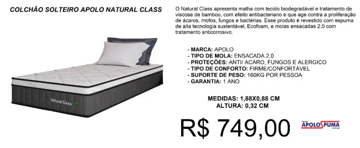 COLCHÃO SOLTEIRO DE MOLAS ENSACADAS - PRONTA ENTREGA