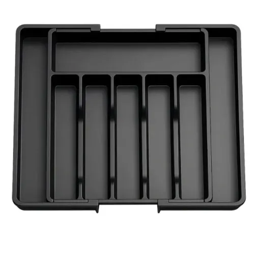 Organizador De Talheres Ajustável Expansível Gaveta Preto