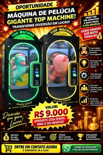 ? Máquina de Pelúcia Gigante TOP MACHINE ? R$ 9.000