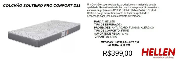 COLCHAO SOLTEIRO A PRONTA ENTREGA