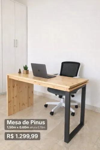Mesa estilo industrial para escritório metal em madeira fazendo sob medida