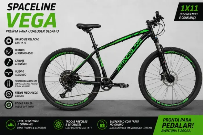 Bike MTB Spaceline Vega, Aro 29', Grupo GTA 1x11 ( Aceito troca em bike speed)