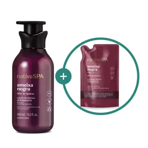 Kit Loção Nutritiva Desodorante Corporal Nativa SPA Ameixa Negra 400ml + Refil 350ml