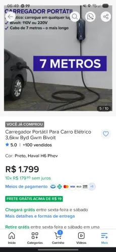 Carregador portátil de carro greenv
