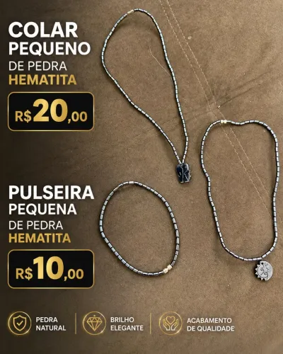 Colar e Pulseira - Hematita