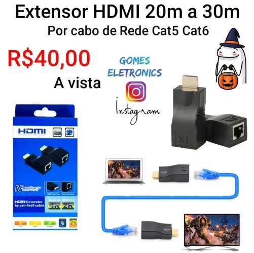 Extensor HDMI 20m até  30M transmissor/receptor Tx/Rx por cabo RJ45 de Internet