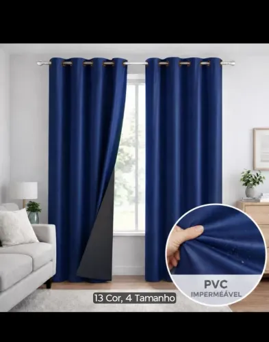 Cortina blackout 2,80 altura 230 largura 2 partes PVC - ÓTIMO PREÇO AZUL MARINHO