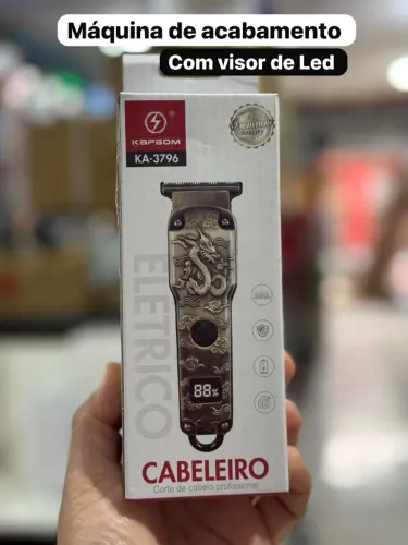 Máquina Profissional Barbeiro LED Sem Fio Corte Cabelo Barba